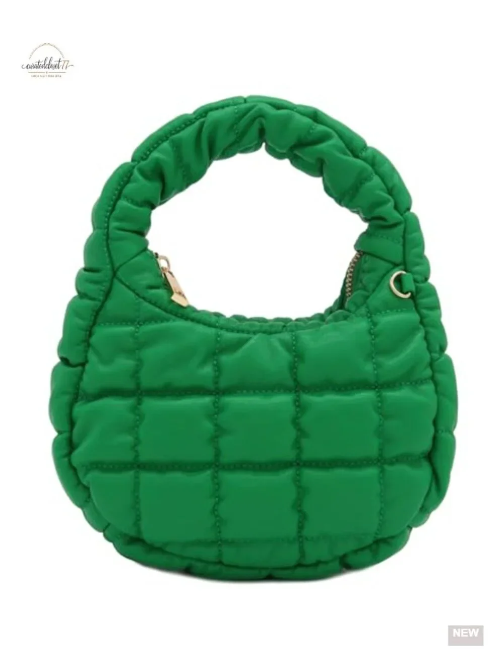 Mini Quilted PU Leather Crescent Puffer Crossbody Evening Bag